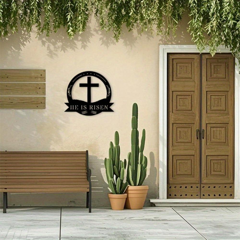 Christian Cross Wall Art Black Iron Religious Decor for Home Church