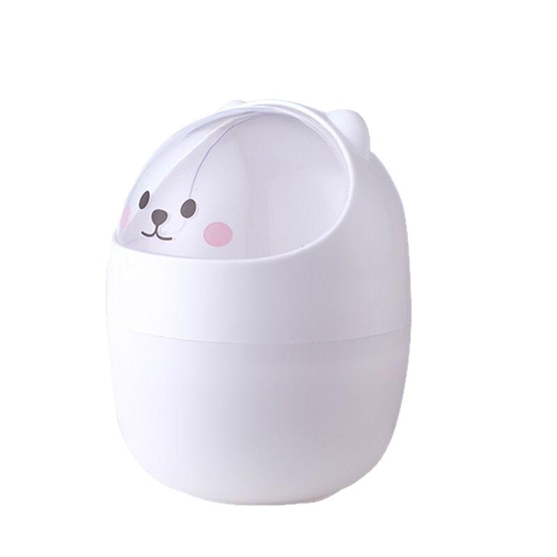 Mini Flip-Top Desktop Trash Can with Lid for Vanity, Study, or Bedside Table - Compact Sundries Storage Basket