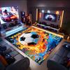 1PC Custom Name Soccer Ball Fire Theme Floor Mat Ideal for Living Room, Game Rooms, Office, Bedroom, Office Floor Mat , Floor Mats for Home