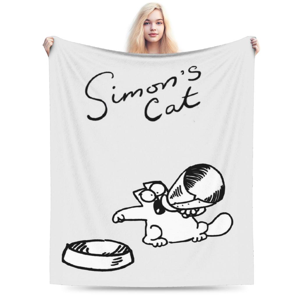 Comfortable Simons Cartoon Cat Cats Blanket Stuff Bed Decorative Throw Blanket Soft Flannel for Bedroom