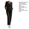 Completo Lounge da Donna con Top a Coste a Maniche Lunghe e Pantaloni Larghi Coordinati Set Pigiama Casual 2 Pezzi