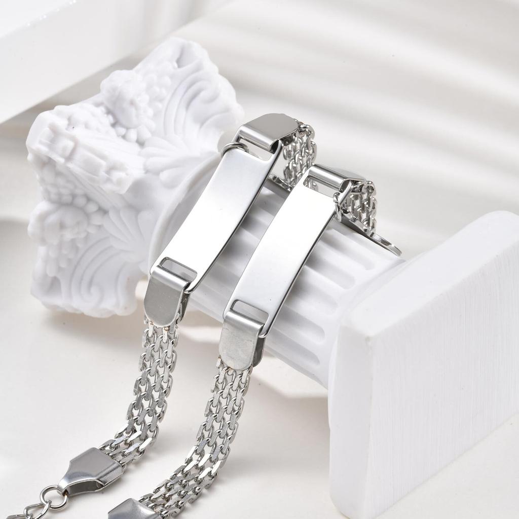 Vnox Free Custom Children's Bracelet For Boys And Girls,Stainless Steel Text Nameplate Bow Pendent Strap Chain Bracelet Jewelry