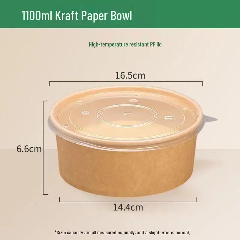 Kraft Paper Disposable Bowl - Ideal for Rice, Salad, Lunch, Takeout, Fast Food, and Fruit.