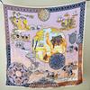 Guochao Chinese Landscape Painting Lotus Flower Versatile 100 Mulberry Silk Square Scarf Thin Shawl Women'S Silk Scarf Silk Scarf