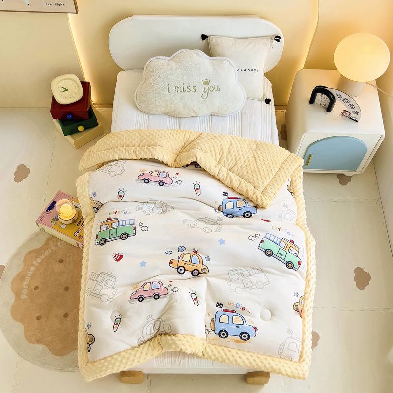 

Children Bedding Kindergarten Siesta Plush Blanket Cartoon Dinosaur Car Duvets for Kids Spring Autumn Warm Sleep Supplies 110x150cm&1kg