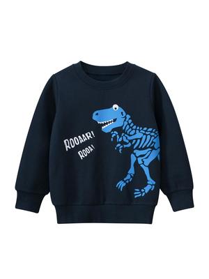 27Kids Koreański Dziecięcy Sweter z Kreskówkowym Dinozaurem - Nowa Kolekcja Jesień/Zima 2024 Plus Aksamit Ubranka Dziecięce.