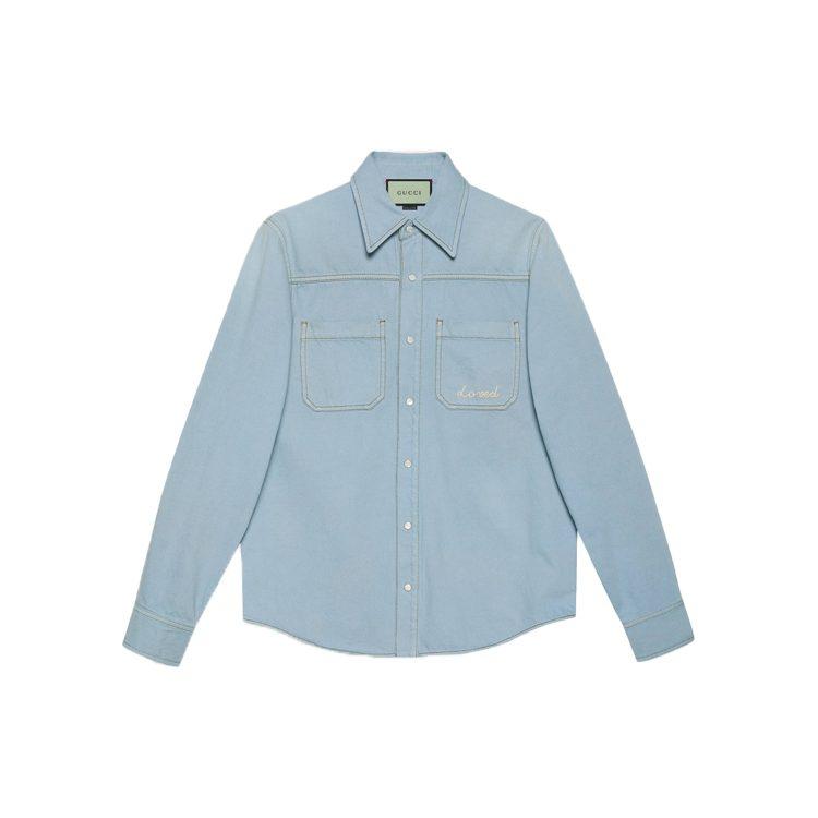 GUCCI Shirts Men's Blue Pointed Collar Moderate Denim 655703-XDBP4-4447
