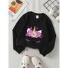 Girls' Crewneck Sweatshirt - Unicorn Horn Flowers Butterflies Eyes Machine Washable, Spring And Autumn, Sportswear And Casual Wear