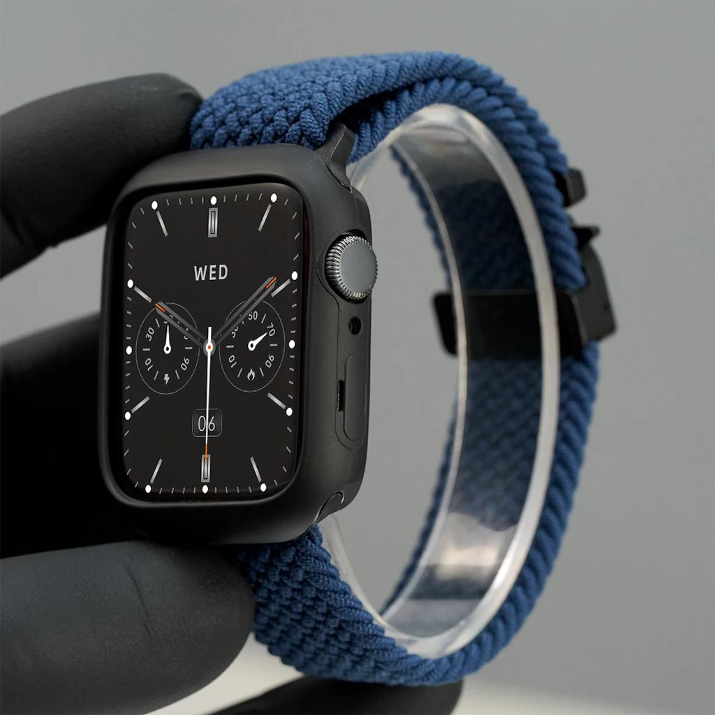 Silicone Case+Braided Strap For Apple Watch Bands 46mm 49mm 44mm 42mm 41mm 40mm 38mm SE 10 9 6 5 Ultra 2 Nylon Correa Strap