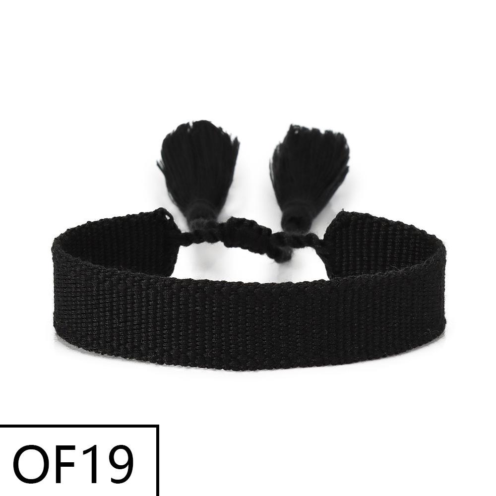 Embroiderable Polyester Cotton Letter Tassel Bracelet for Women – 1.5cm Woven Wristband