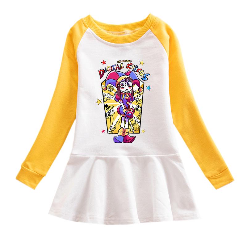 Korean Style Girls' Cartoon Long Sleeve Mesh Princess Dress for Spring & Autumn 2026