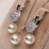 Leaf Imitation Pearl Necklaces Earrings Sets For Women Fashion Flower Cubic Zirconia Pendant with Chain Birhday Gift