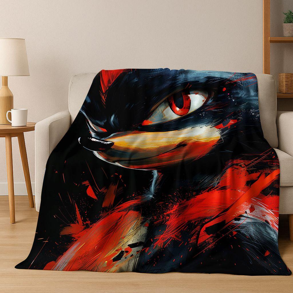 Classic S-Sonic Cartoon Game Flannel Blanket Soft Warm Throw Blanket for Bed Bedroom Living Room Travel Picnic Office Gift Kids