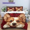 Corgi och Rosmönster Sängkläder Heminredning Födelsedagspresent (1 * påslakan + 2 * örngott, utan kärna)
