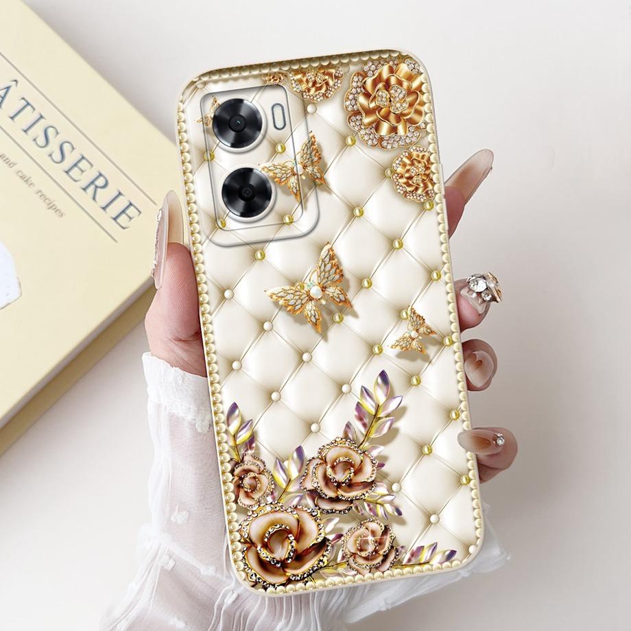 For Oppo A57 A57s A57e A77 A77s 4G Phone Case Oppo A77 5G A56s Back Cover Soft Liquid Silicone Pnada Rabbit Flower Cute Bumper