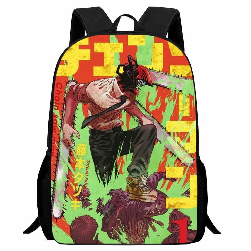 Printed Two-Dimensional Chainsaw Man Schoolbag, Primary School Student Cartoon Chaaw Man Backpack