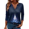 Women's Casual Fashionable Sexy Comfortable V-Neck Christmas Three-Quarter Sleeve Top