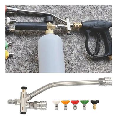 Foam Cannon Dual-Connector Accessory, Pressure Washer Double Tip Attachment with 5 Pressure Washer Sprayer Nozzles