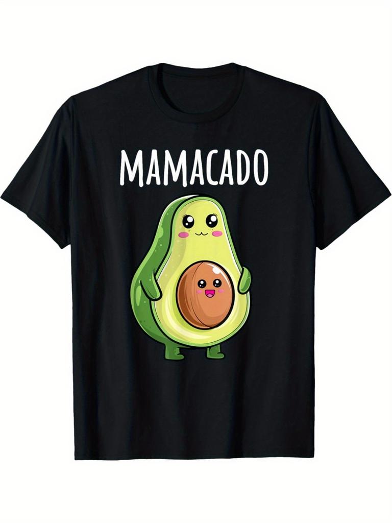 Men's Funny Pregnancy Announcement TShirt Mamacado Graphic with MAMACADO Text Black Shirt Loose Fit