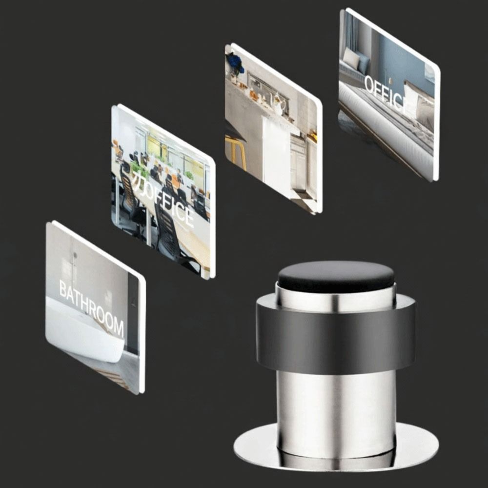 Rubber Door Stopper Stainless Steel Wall Protector Anti-collision Door Holder Floor Door Stop
