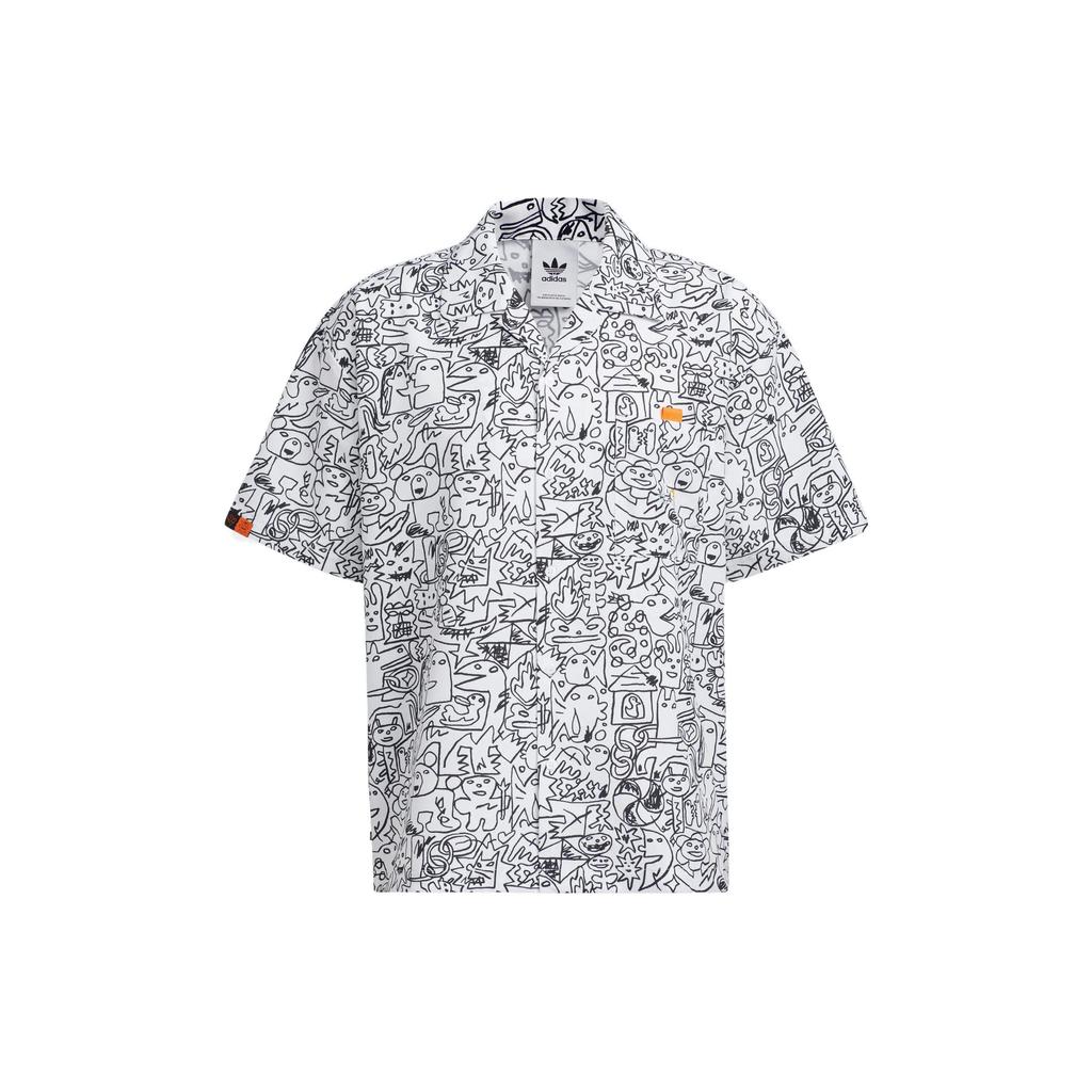 Adidas Originals Trefoil SS22 Printed Casual Short-Sleeve Shirt Men Tops White HR6450