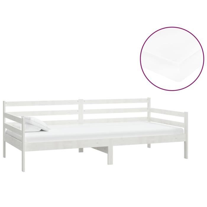 VidaXL Daybed with Mattress 90x200 Cm White Solid Pine Wood 3083600