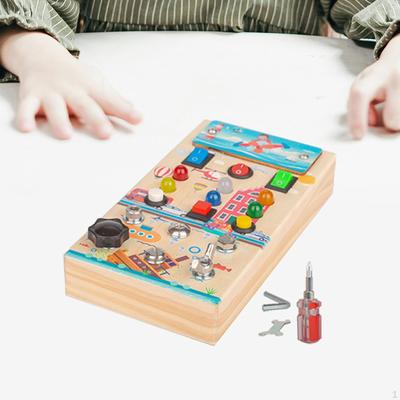 Montessori Busy Board with LED Wooden Toy Developmental Activity Children