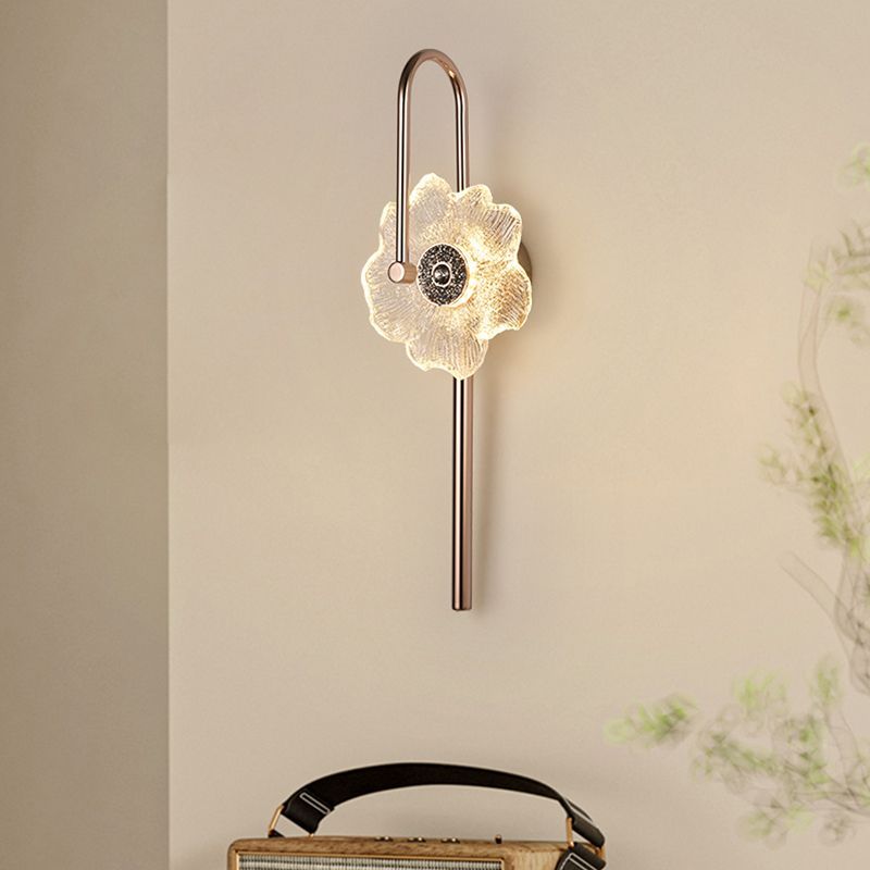 French Style Light Luxury Wall Lamp, Modern and Simple Living Room Atmosphere, Glass Flower Bedroom, Bedside Wall Hanging Lamp