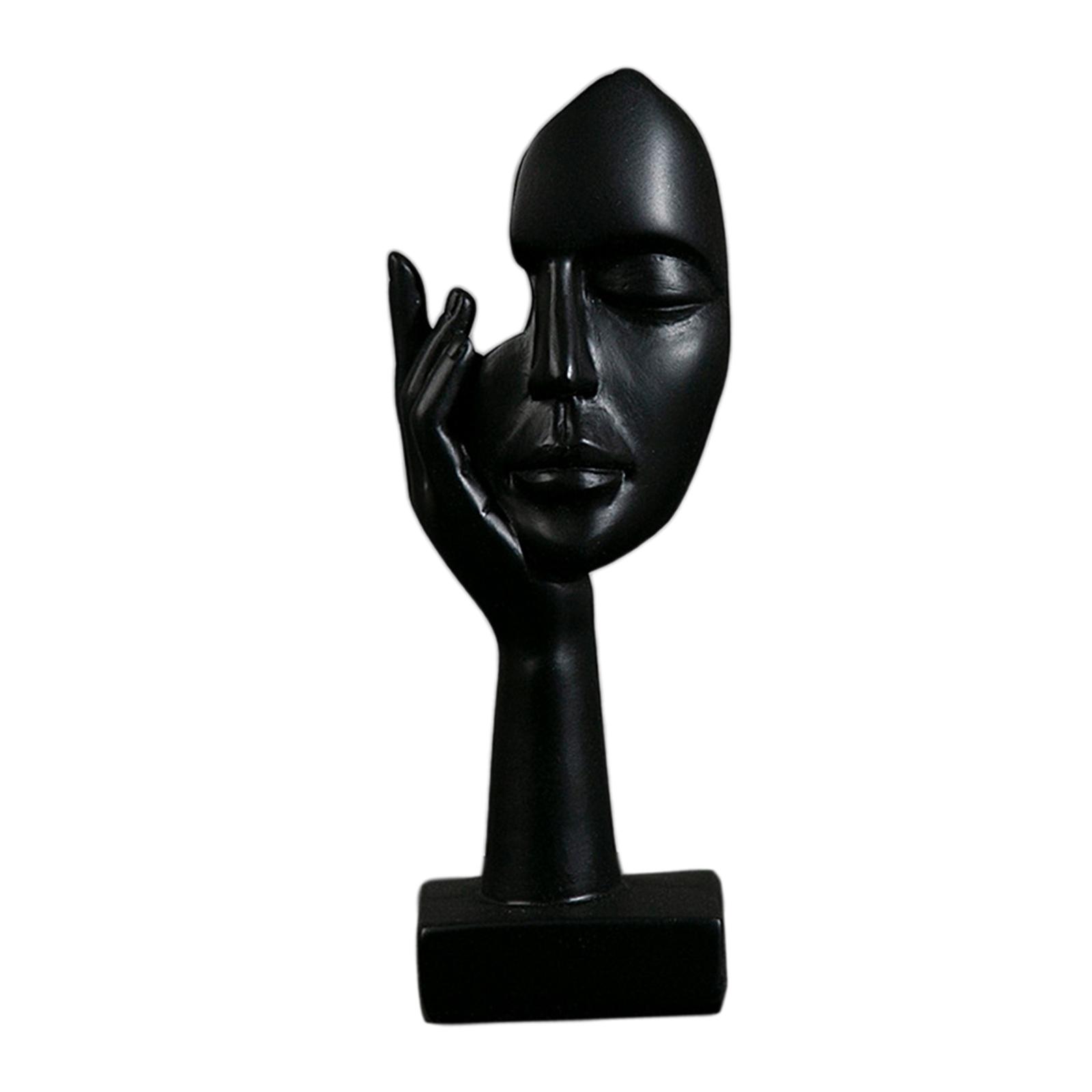 

Modern Simple Creative Women Face Art Statue Abstract Character Resin Ornament for Office Study Room Living Room Bedroom Decor чорний