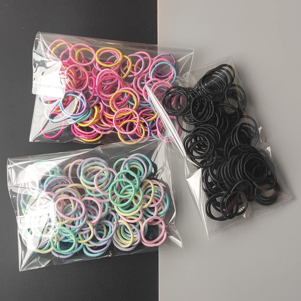 Kinderhaargummis - 300 farbige Haargummis für Babys und Kinder, bunte Haaraccessoires für Mädchen, Geschenkset mit Haargummis mit großer Kapazität, dünn