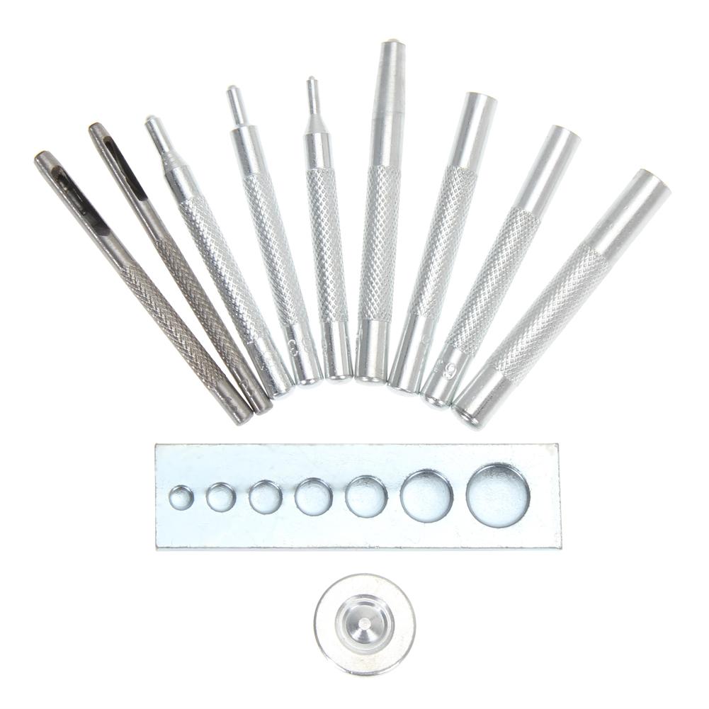 11Pcs Snap Rivet Setter Carbon Steel Leather Die Punch Hand Snap Installation Kit Punch Snap Kit for Install Rivet Button