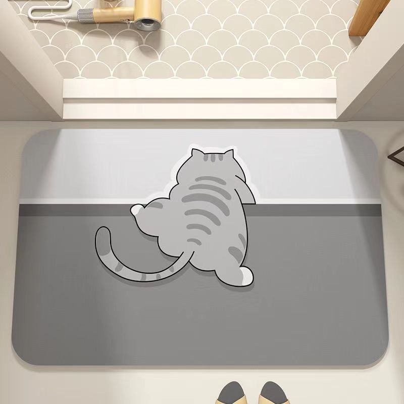 Smooth Diatom Mud Water Moisture-wicking Floor Mat Anime Bathroom Ground Surface Mat Home Entrance Door Mat Bathroom Foot Mat Easy To Handle