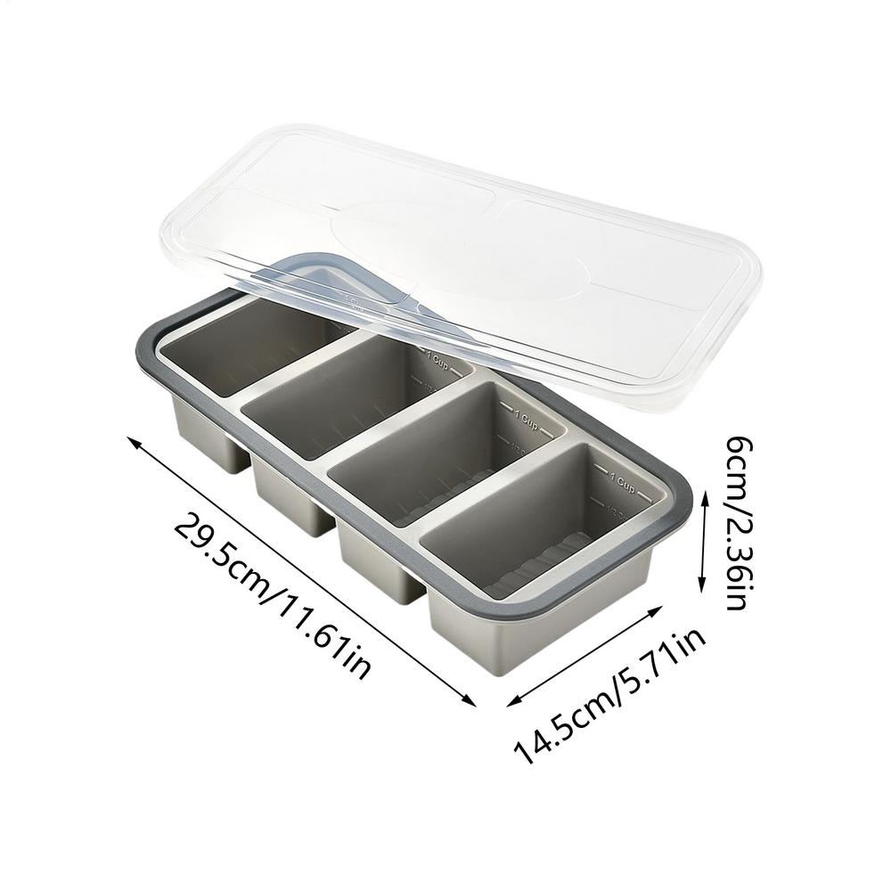 Silicone Freezer Molds With Lids Easy Release Food Storage Container For Soup Sauce, BPAfree Portion Control Tray For Meal Prep серый