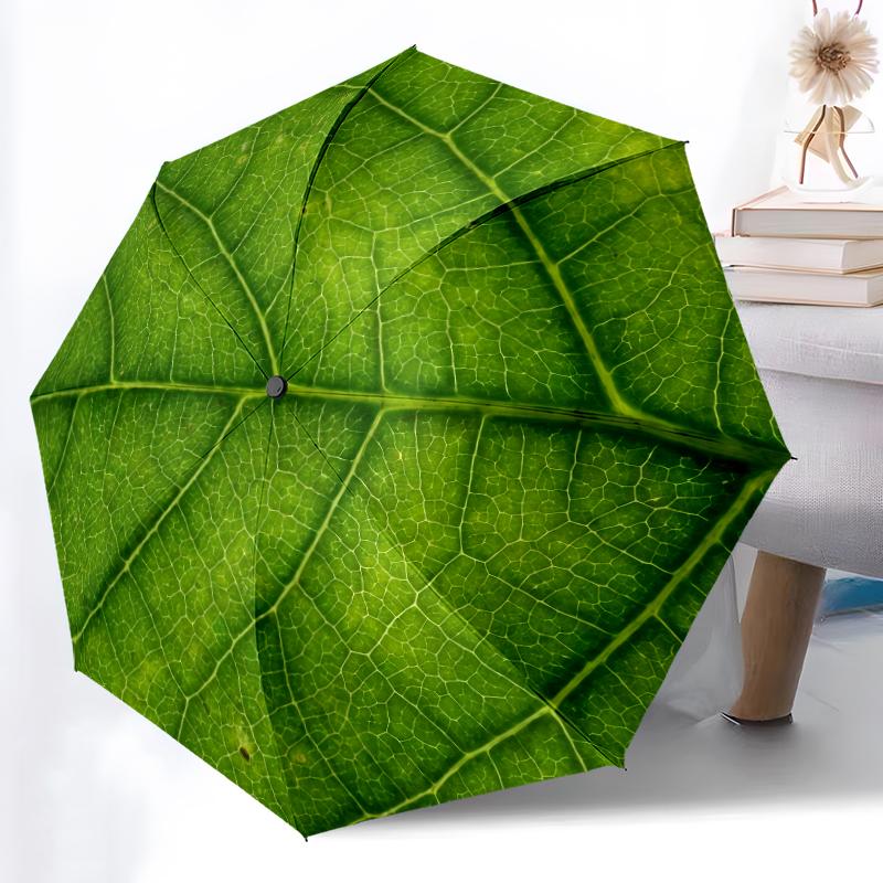 1 PC Automatic Folding Umbrella -Slices of plantsPattern,Portable & Foldable Design with 8 Ribs,Christmas Birthday Gifts