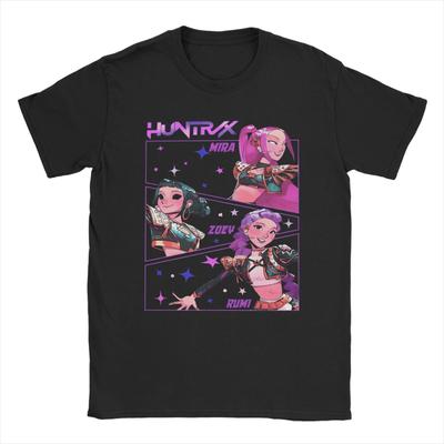 Huntrix Kpop Demon Hunters Mira Rumi Zoey T Shirt Men Cotton Novelty T-Shirt Round Neck Tee Shirt Short Sleeve Clothes Present