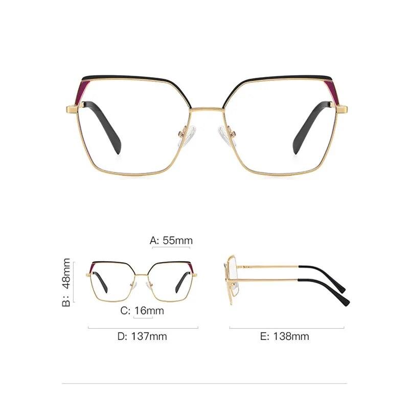 New Personality Anti-blue Light Glasses Square Frame Metal Ins Style Women's Flat Frame
