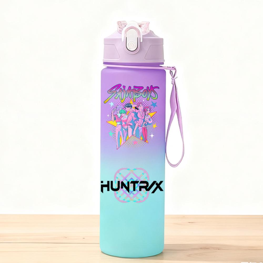 750ML KPop Demon Hunters Sport Water Bottle Adorable Cartoon Anime Plastic Cup Portable Cold Drink Box designed for Children Children