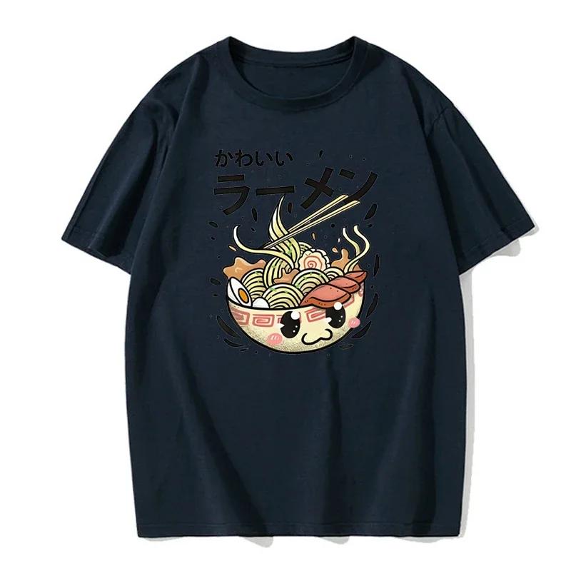 T-Shirts For Men Japanese Lamian Noodles Print Male Clothing Street Harajuku Short Sleeve Oversize T-Shirt Casual O-Neck Tees