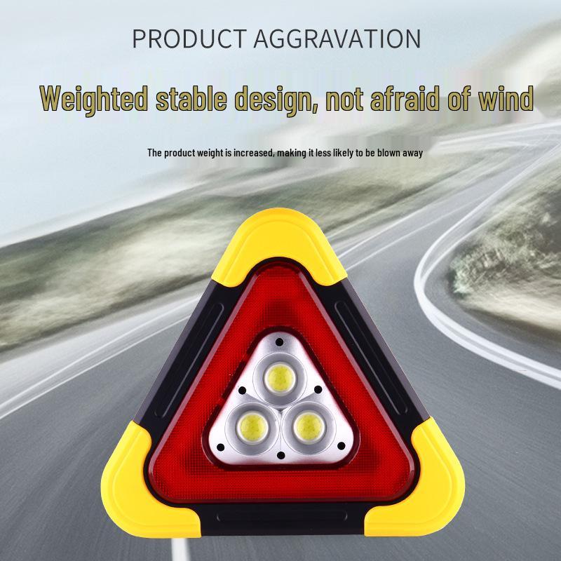 Solar-Powered Emergency Triangle Warning Sign for Cars