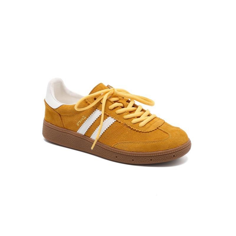 Leather retro red German training shoes women's 2025 new round head lace-up casual sports shoes versatile flat-soled Forrest Gump shoes