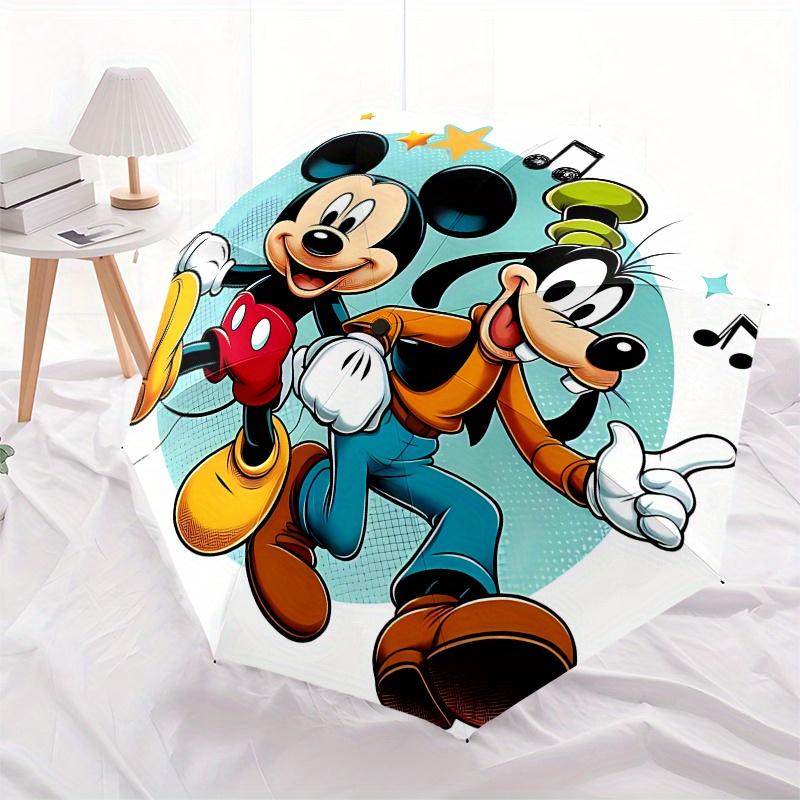Mickey Mouse, Goofy Automatic Opening and Closing Umbrella - 8 Ribs Portable Folding Umbrella with Plastic Handle, Suitable for Leisure and
