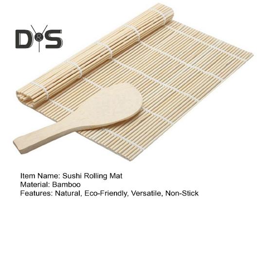 Bamboo Sushi Mat with Rice Spoon Natural Sushi Roller Mat Food-Safe Sushi Making Supplies for Shaping Molding Sushi Roll