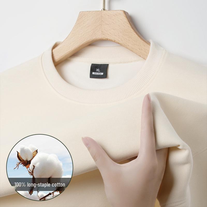 Men s Long-Staple Cotton Hoodie - Round Neck, Long Sleeve, Loose Fit, Spring/Autumn L (Recommended 110-135 lbs)