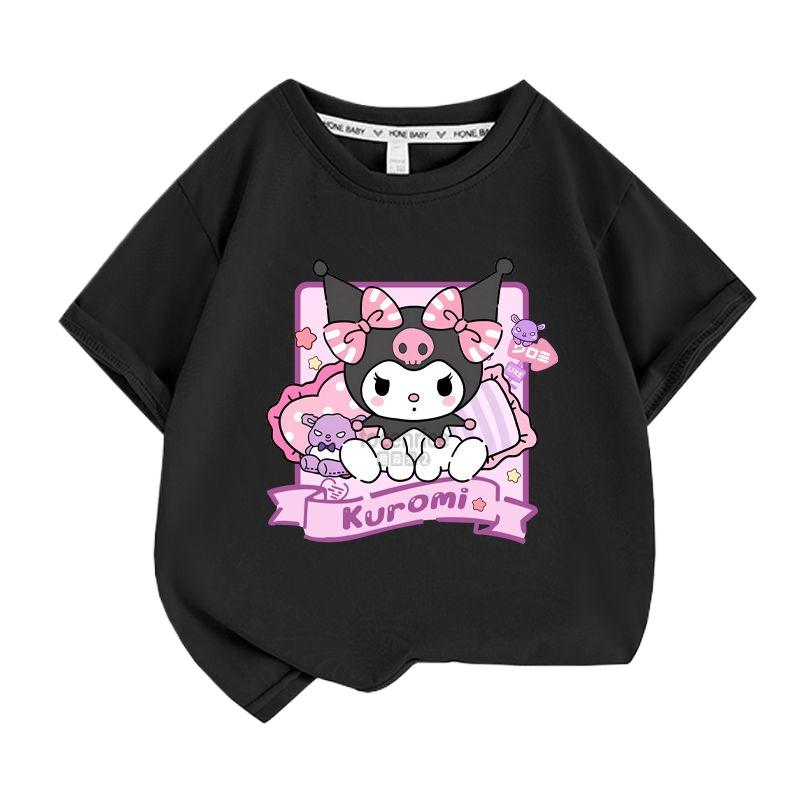 2026 New Series - Sanrio Summer Children's Clothing Cute Kuromi Print Simple Casual T-Shirt