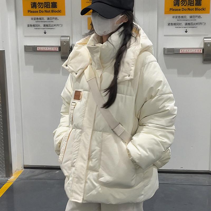 

Женская зимняя куртка из пухового хлопка больших размеров, новинка 2025, утолщенная куртка-пуховик в стиле рабочей одежды, свободная стеганая куртка S