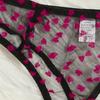 Women Sheer Mesh Lingerie Set with Embroidered Heart Pattern Adjustable Straps Underwire Bra and Matching Panties Lingerie Set for Intimate Wear