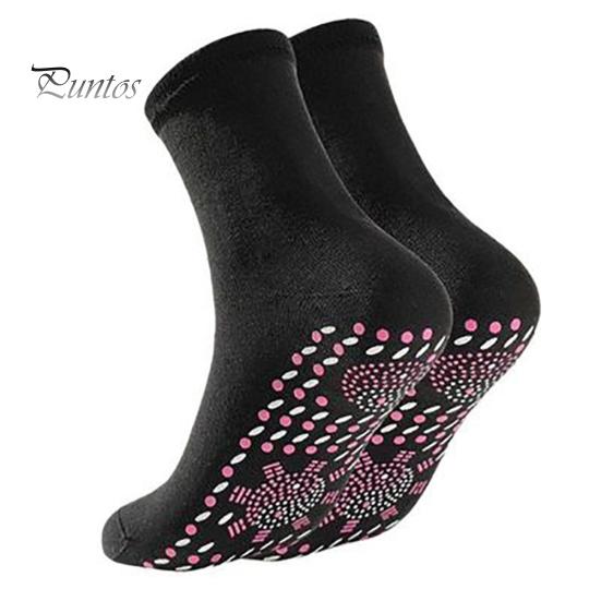 1 Pair Winter Heated Socks Particle Sole Massage Promote Circulation Self-heating Socks Mid-tube High Elasticity Warm Slipper Socks