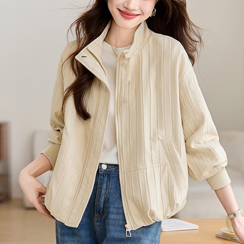 

Women s Petite Stand-Up Collar Jacket - Loose, Plus Size, Thin Top for Spring/Autumn 2025 XL