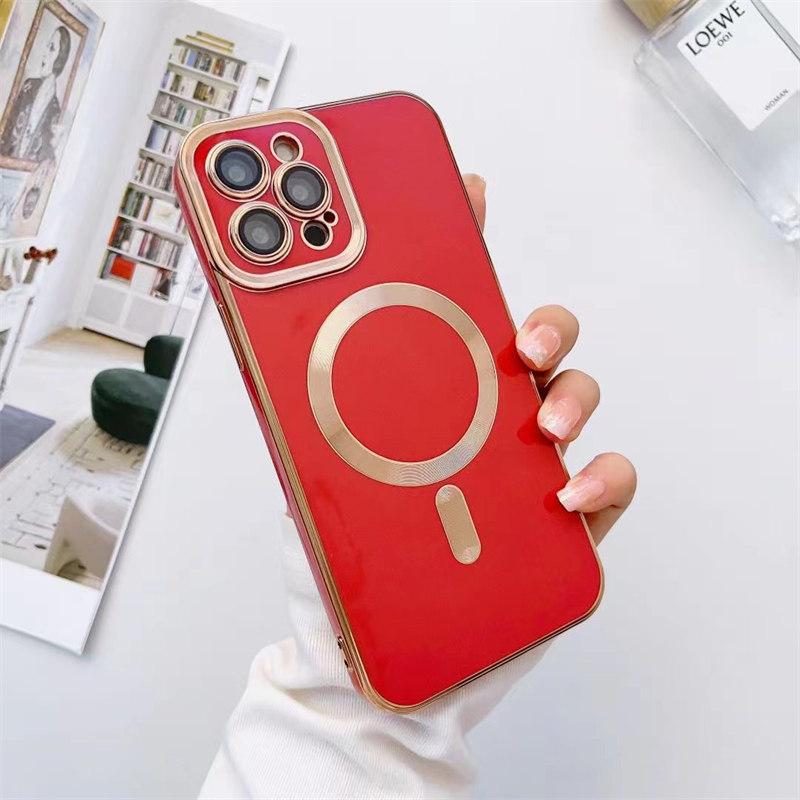 For iPhone 16 Pro Max Luxury Magnetic Square Plating Frame Phone Case For iPhone 11 12 13 14 15 Plus Lens Protective Cover