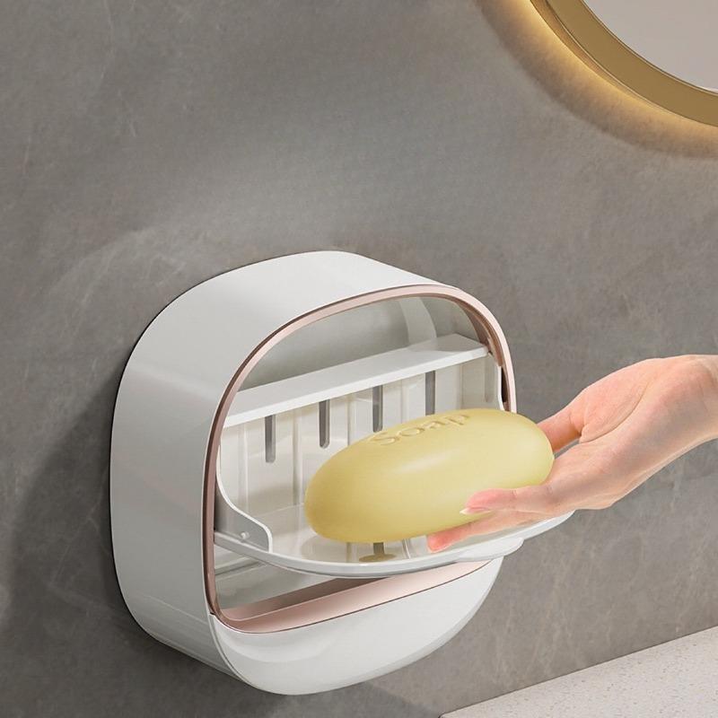 Wall-mounted Luxury Soap Box Rack, No Need for Drilling, Water-draining Laundry Soap Box, Convenient